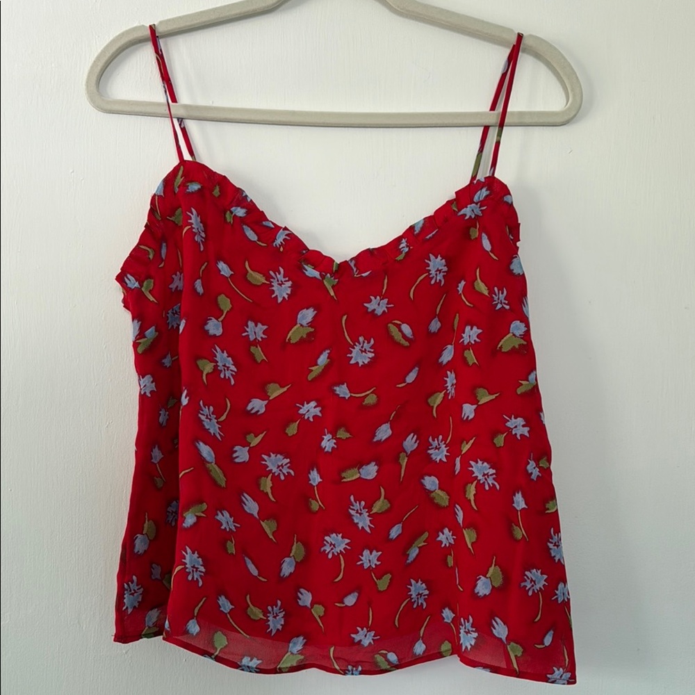 NWT J. Crew Elegant Red Floral Camisole Top